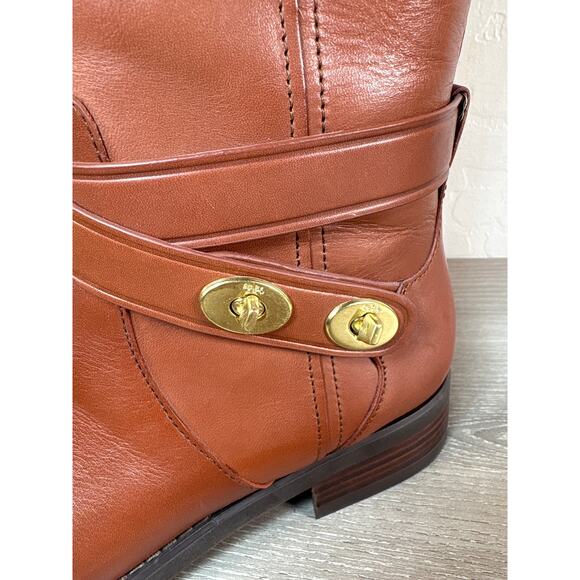 Coach Essex Women Brown Leather TALL Knee High HARNESS Fashion RIDING Boots 6.5B - Picture 2 of 8